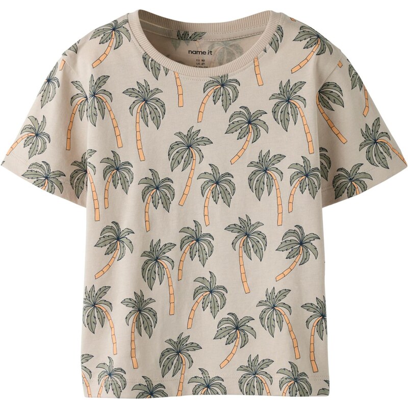 NAME IT Tričko NMMVALTHER sivobéžová / zelená / marhuľová 68298808