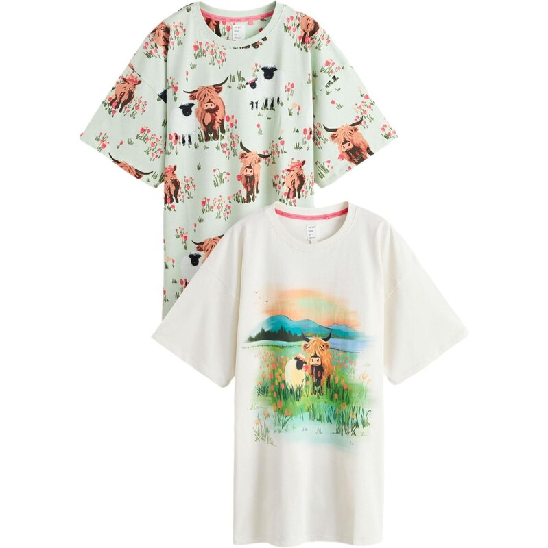 Next Nočná košieľka béžová / mätová / biela 68298881