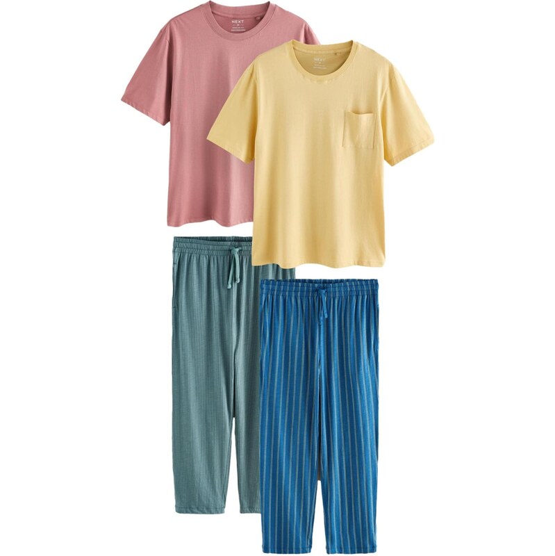 Next Dlhé pyžamo kobaltovomodrá / žltá / trstinová / staroružová 68299066