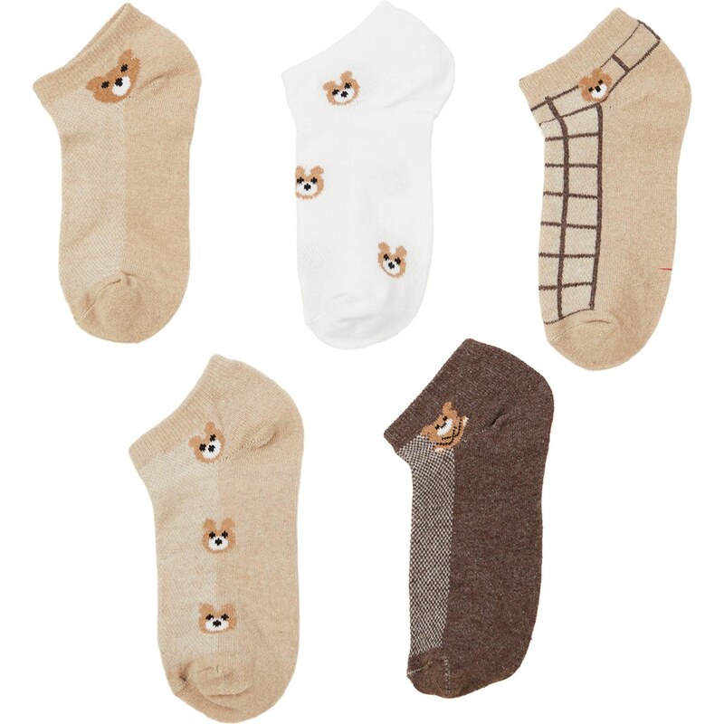 Trendyol Ponožky kapučíno / svetlohnedá / tmavohnedá / biela 68299591