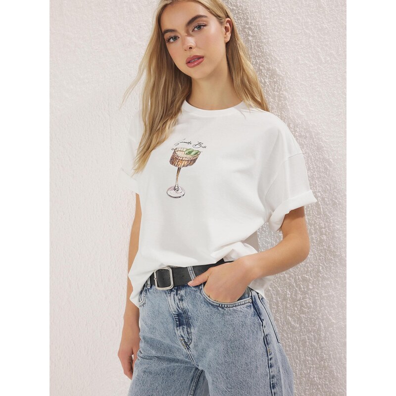 Trendyol Tričko nebielená / karamelová / zelená 68299626