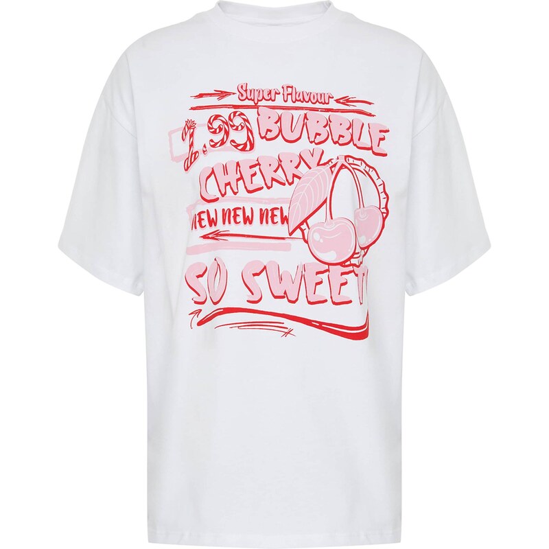 Trendyol Tričko svetloružová / červená / biela 68299639