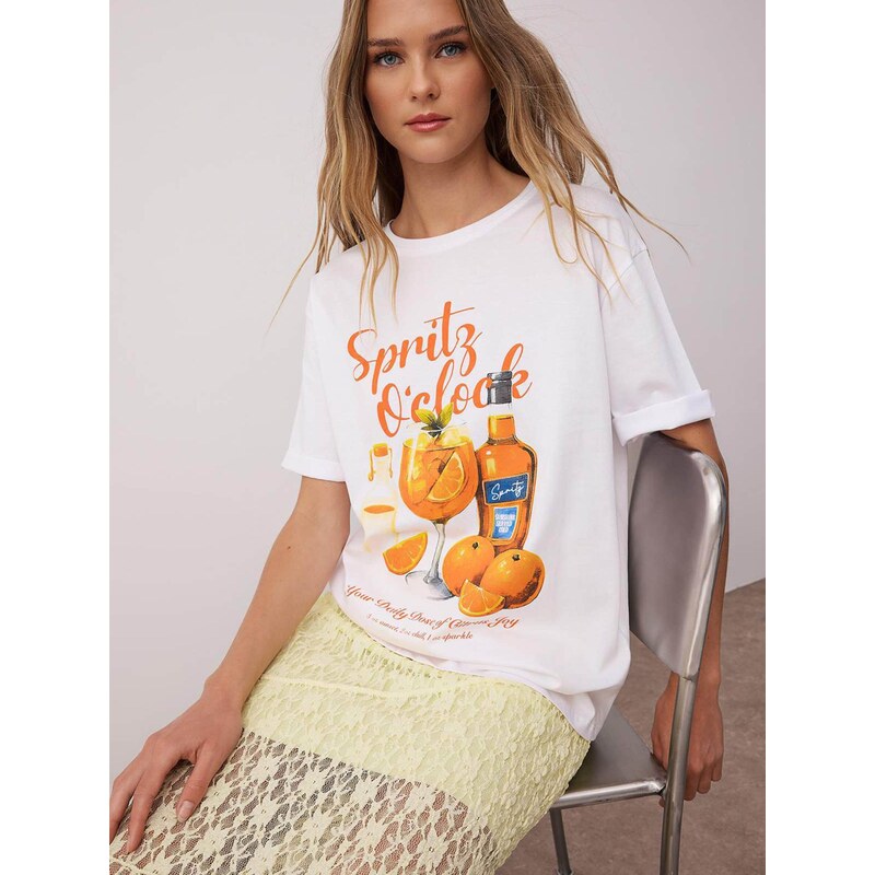 Trendyol Tričko nebielená / žltá / tmavosivá / tmavooranžová 68299711