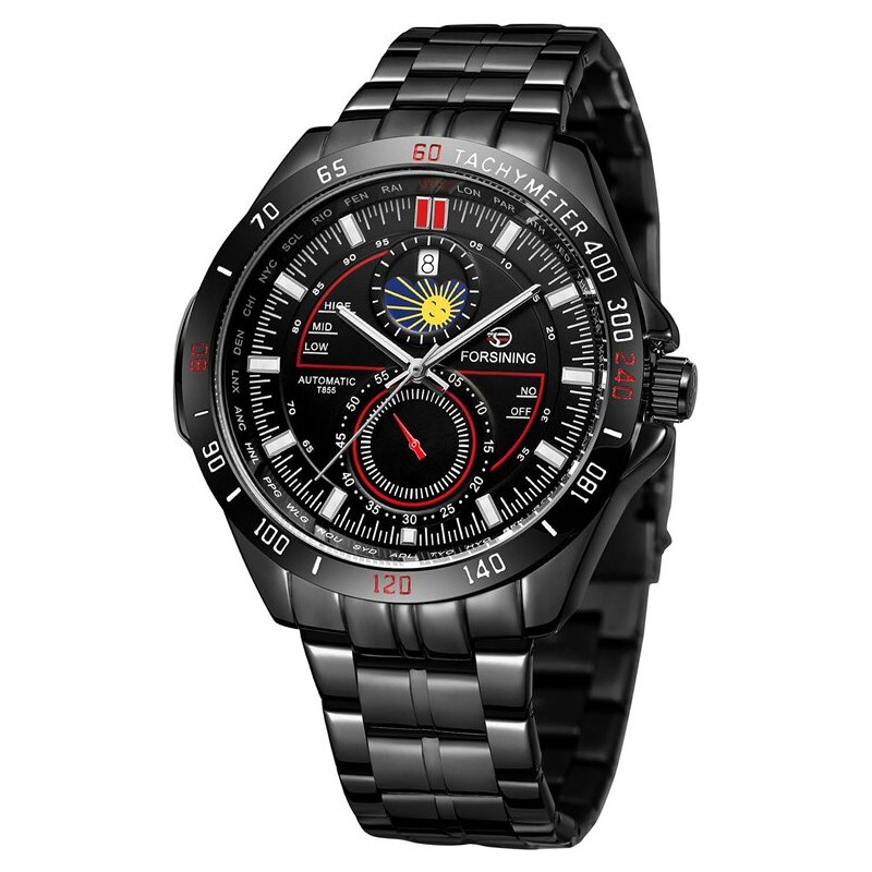 FORSINING pánske automatické hodinky Fearless Adept Čierne 68299896