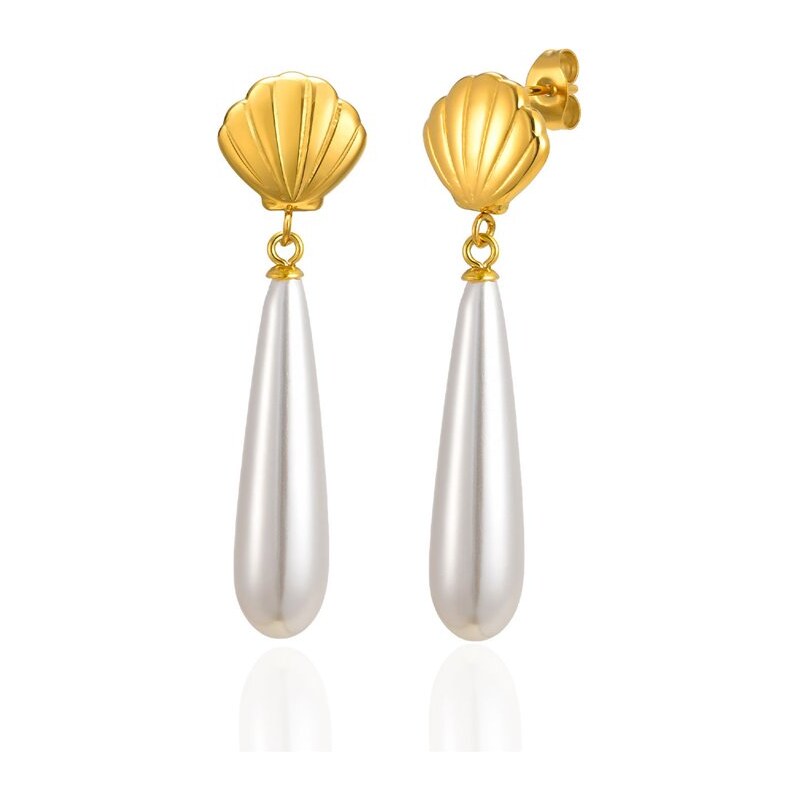 Impress Jewelry Perlové náušnice z chirurgickej ocele Shell drop Zlaté 68299921