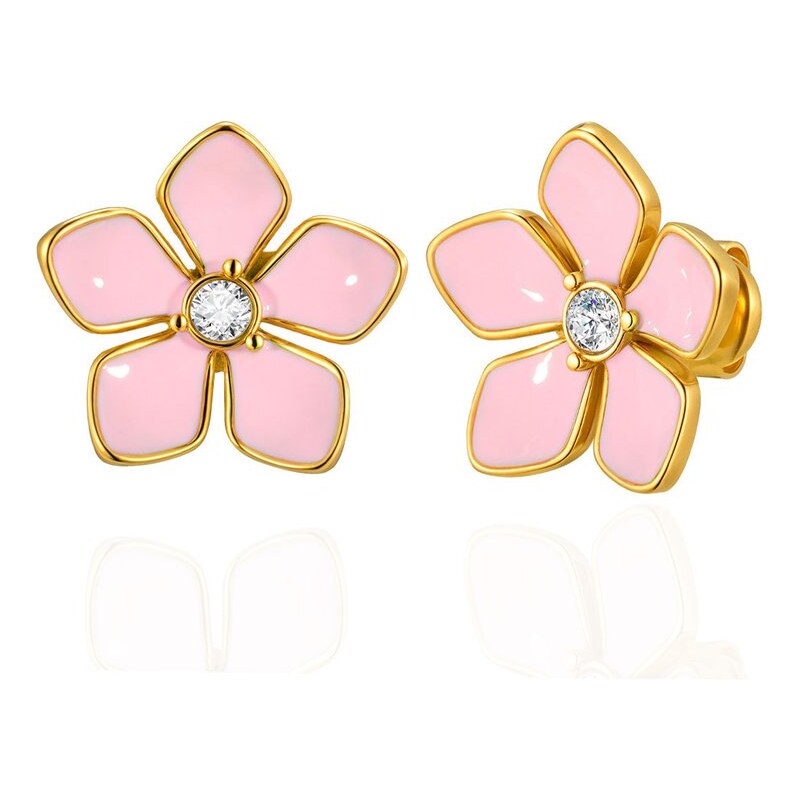 Impress Jewelry Puzetové náušnice z chirurgickej ocele Ružový kvet 68299924