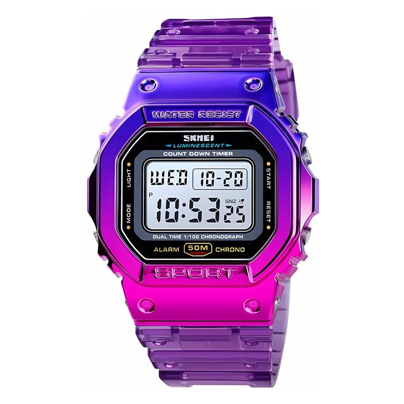 SKMEI 1622 dámske digitálne hodinky Rainbow Purple 68299937