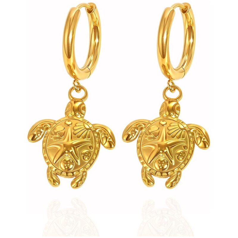 Impress Jewelry Náušnice z chirurgickej ocele Želvička Zlaté 68299950