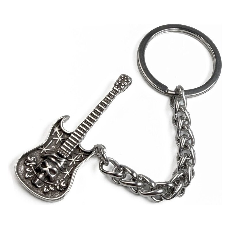 Impress Jewelry Punk rocková kľúčenka Elektrická gitara s lebkou 68299975
