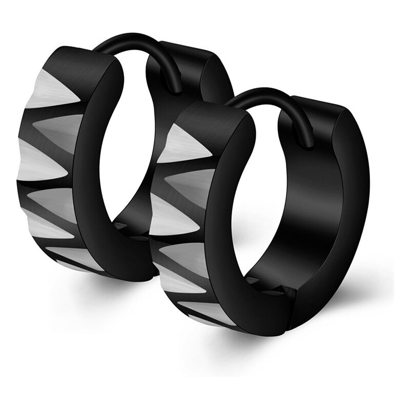 Impress Jewelry Oceľové náušnice kruhy Rada Black Razor 68299994