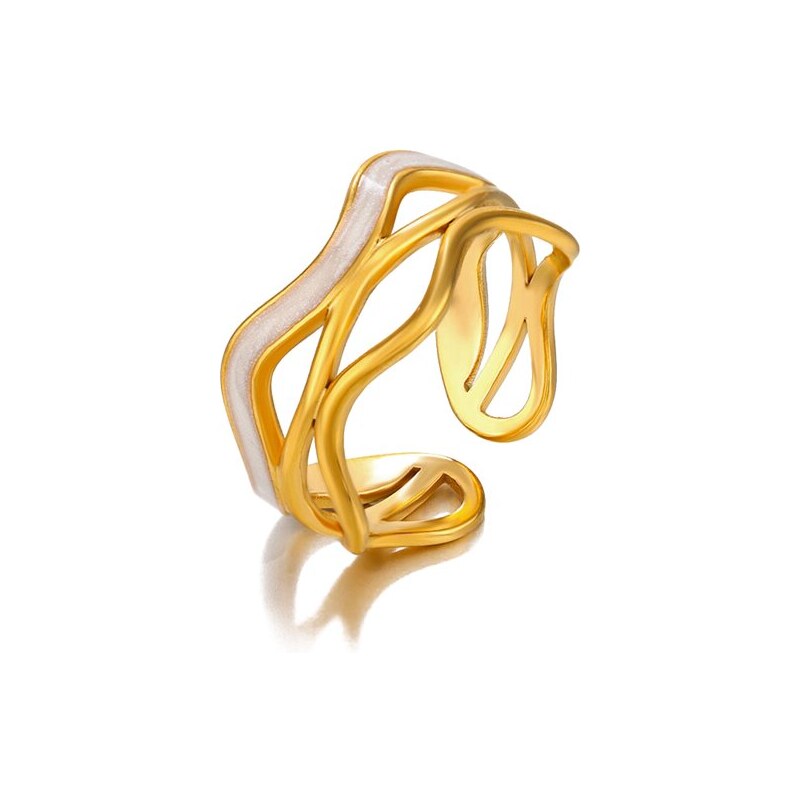 Titan Jewerly Dámsky nastaviteľný oceľový prsteň Dream waves Zlatý 68300008