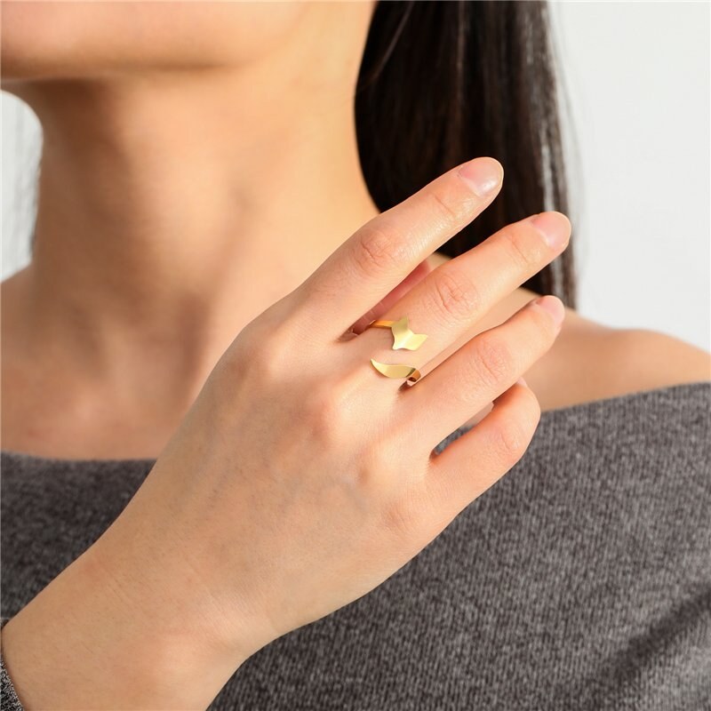 Titan Jewerly Prsteň z chirurgickej ocele nastaviteľný Liška Fox Zlatý 68300007