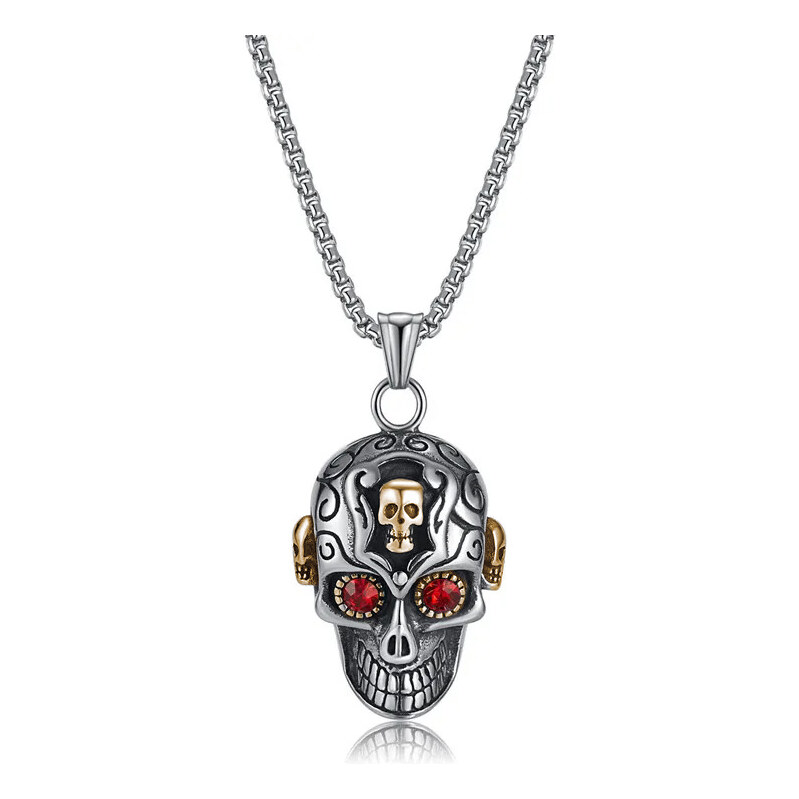 Impress Jewelry Prívesok z chirurgickej ocele Lebka Calavera s rudými 68300017