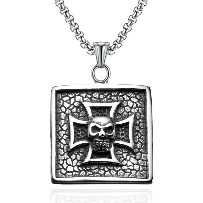 Impress Jewelry Prívesok z chirurgickej ocele Kríž Rebelov s Lebkou 68300018