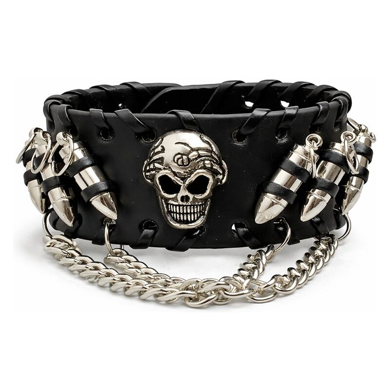 Lodestar Punkový náramok s lebkou a nábojmi Bullet Skull 68300030