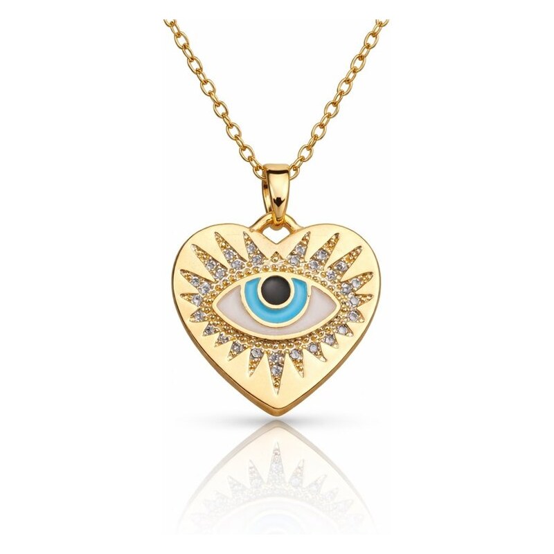 Impress Jewelry Oceľový náhrdelník Nazar Oko proroka Srdce s kryštálmi 68300032