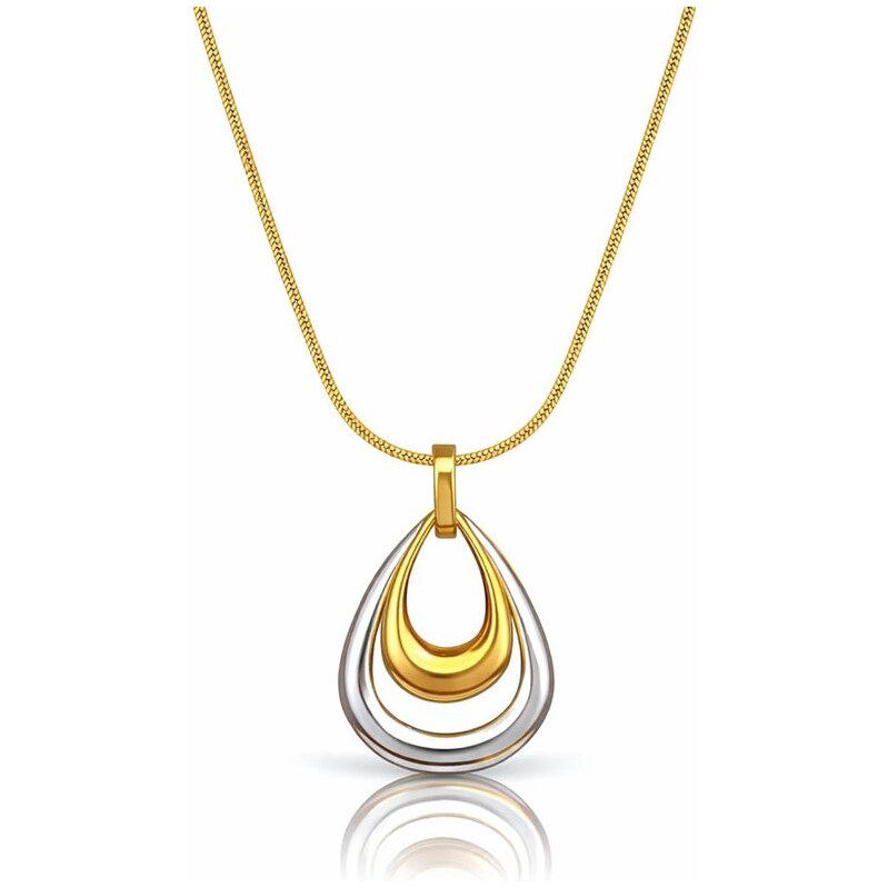 Impress Jewelry Dámsky oceľový náhrdelník Dual Drop Bicolor 68300036
