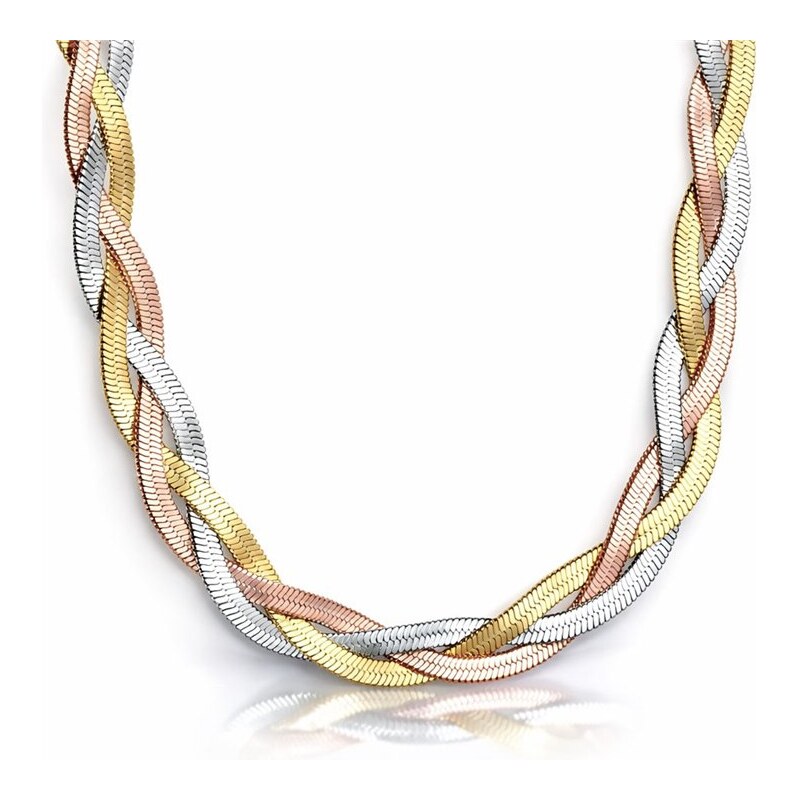 Titan Jewerly Trojradový splietaný náhrdelník z ocele Plochý had 68300040