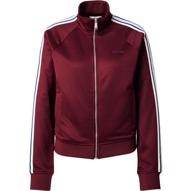 Calvin Klein Jeans Tepláková bunda tmavočervená / biela 68324675