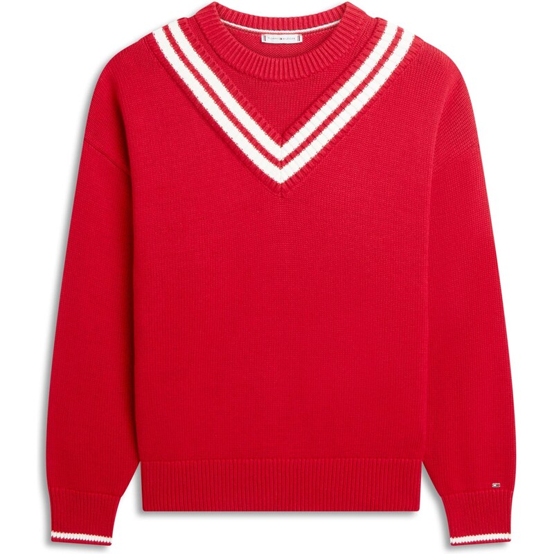 TOMMY HILFIGER Sveter červená / biela 68324930