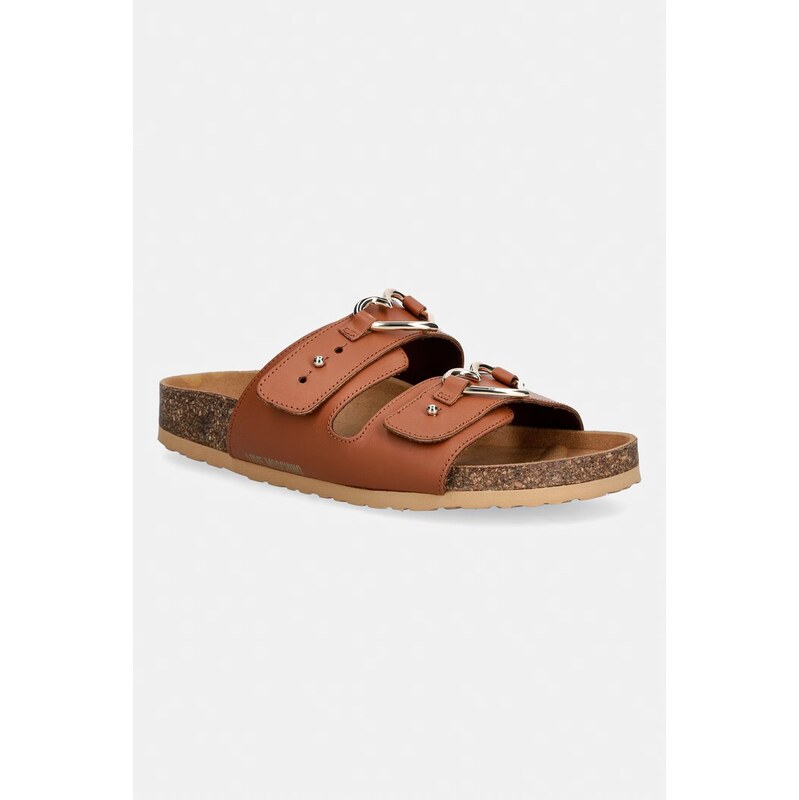 Love Moschino šľapky na plochom podpätku dámske kožené 68323631