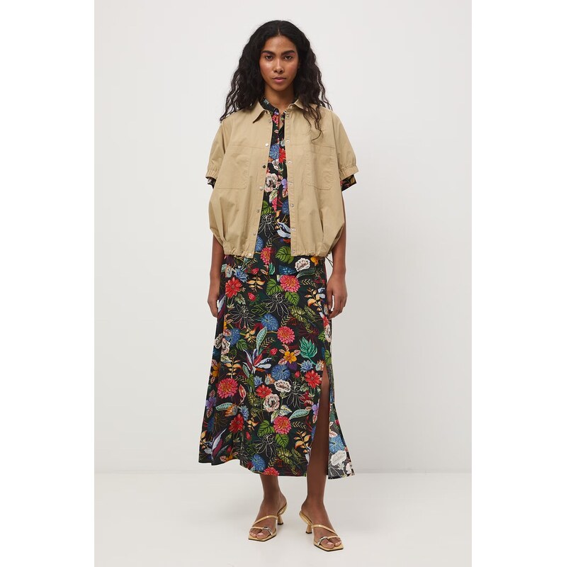 Medicine sukňa s rozparkom z viskózy 68323745