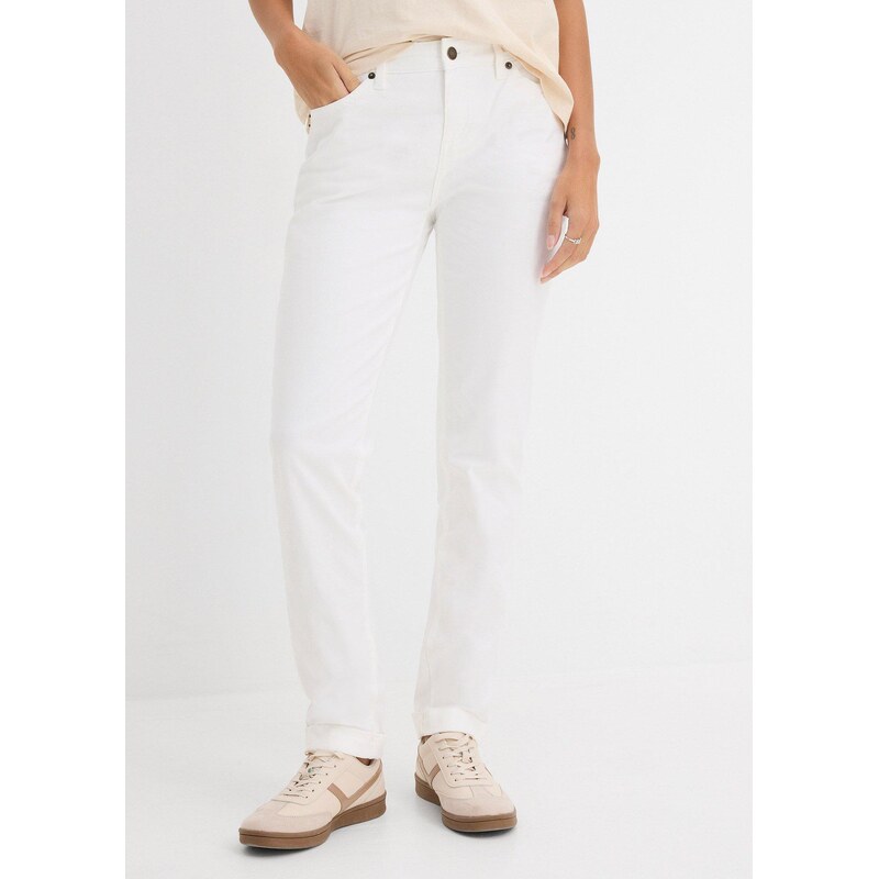 bonprix Strečové džínsy, Straight, Mid Waist, farba biela 50748080