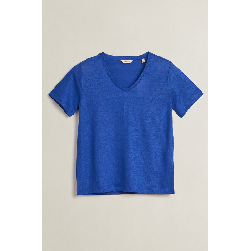 TRIČKO GANT REG LINEN V-NECK SS T-SHIRT ROYAL BLUE 68328627