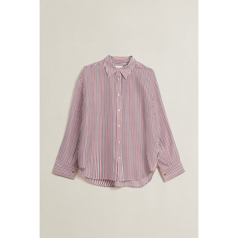 BLÚZKA GANT STRIPE HABOTAI SILK BLOUSE PERFECT RED 68328630