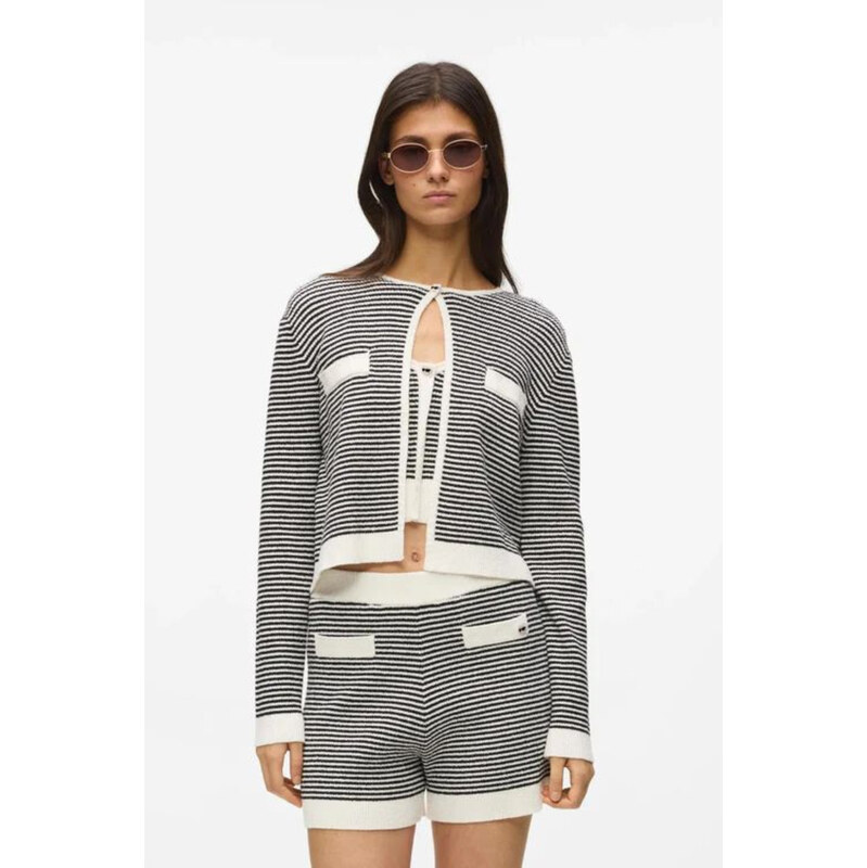 KARDIGÁN KARL LAGERFELD IKON STRIPED KNIT CARDIGAN 68328592