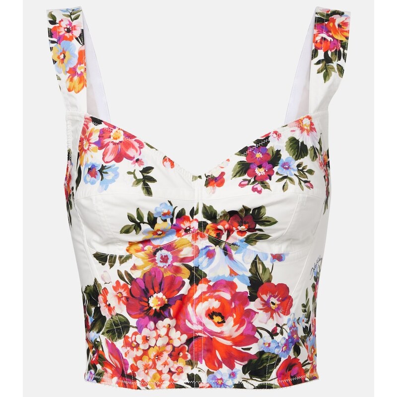 Dolce&Gabbana Floral cotton-blend bustier top 68385495
