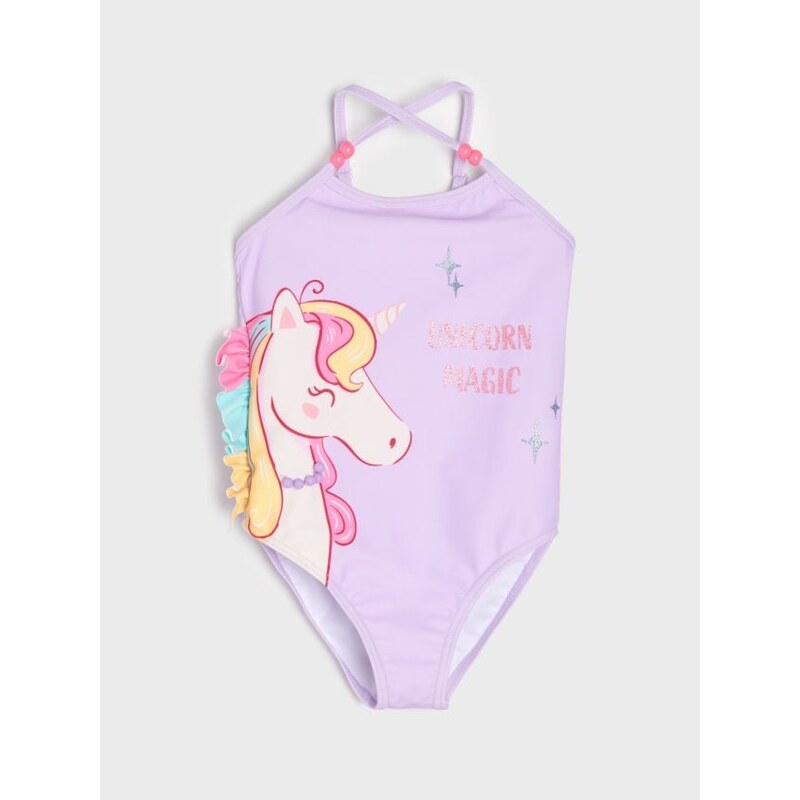 Sinsay - Jednodielne plavky s motívom jednorožca - levanduľová 68411017