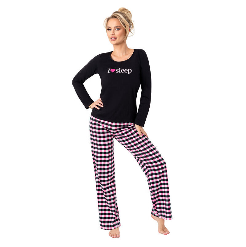 Donna Bavlnené pyžamo Sleep long čierne 68361821