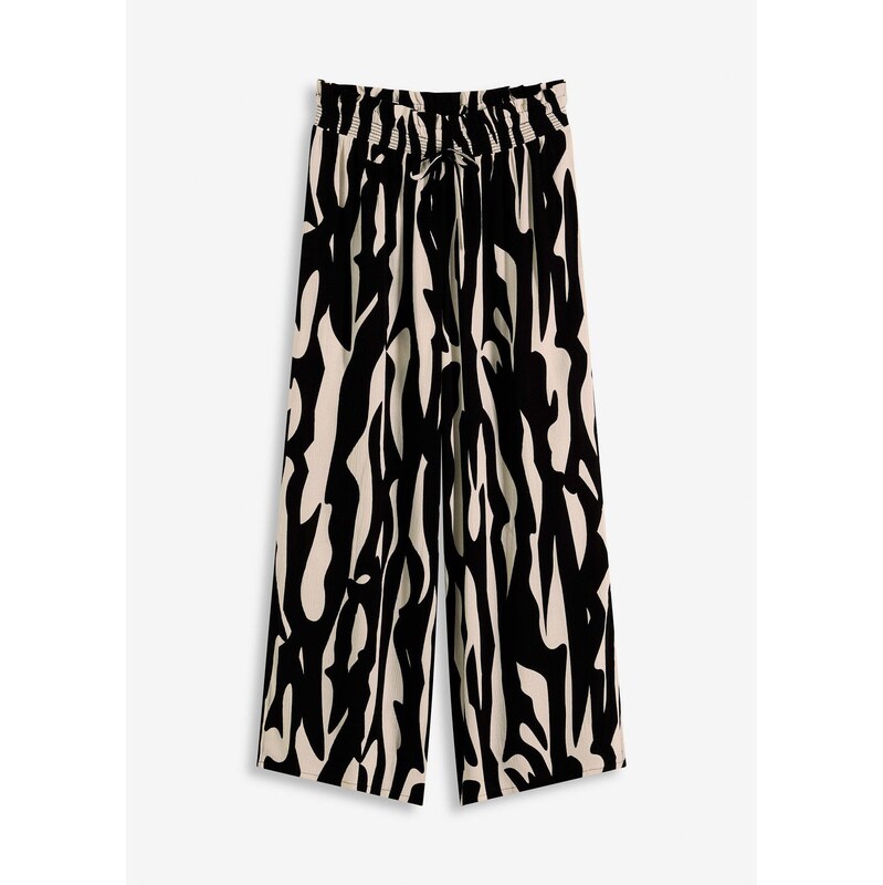 bonprix Plážové nohavice z padavej viskózy, farba čierna 63704009