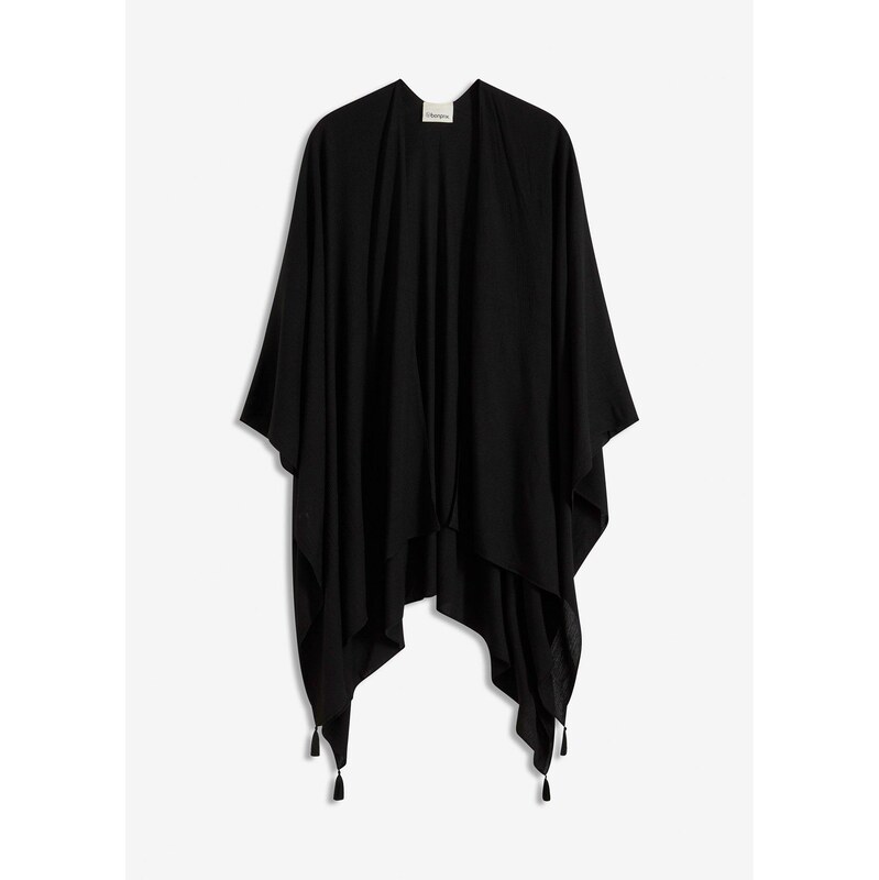 bonprix Ľahké letné pončo z čistej viskózy, farba čierna 63478481