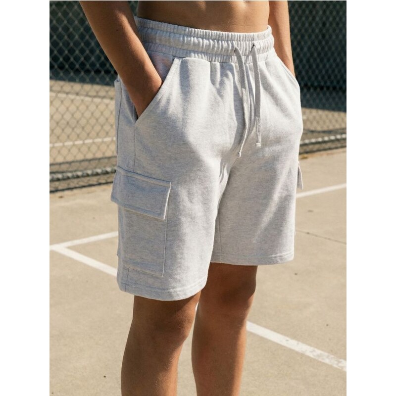 Sinsay - Bavlnené šortky 2 pack - svetlošedá 68361958