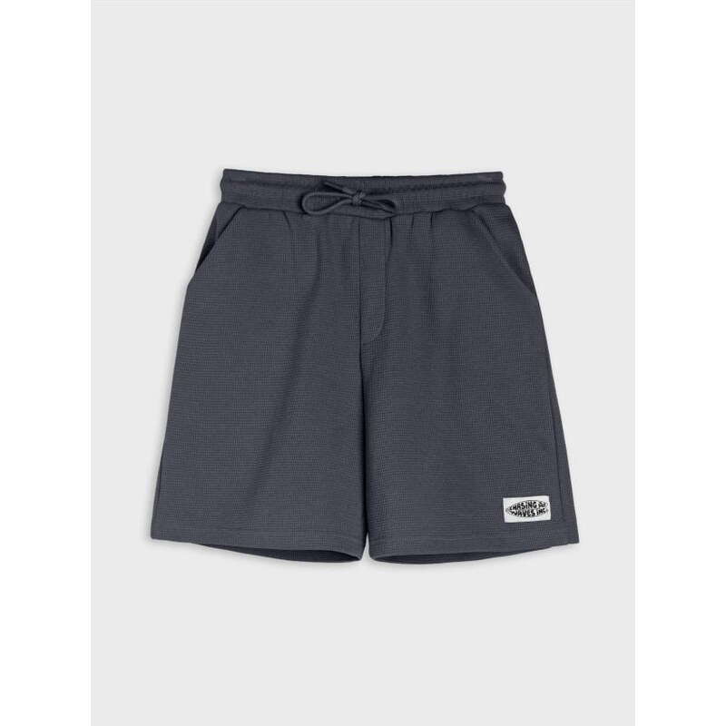 Sinsay - Šortky voľného strihu z vaflovej pleteniny - tmavosivá 68361961