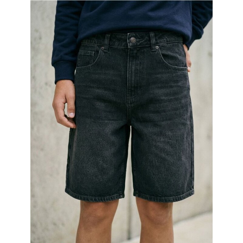 Sinsay - Bavlnené džínsy šortky - šedá 68361967