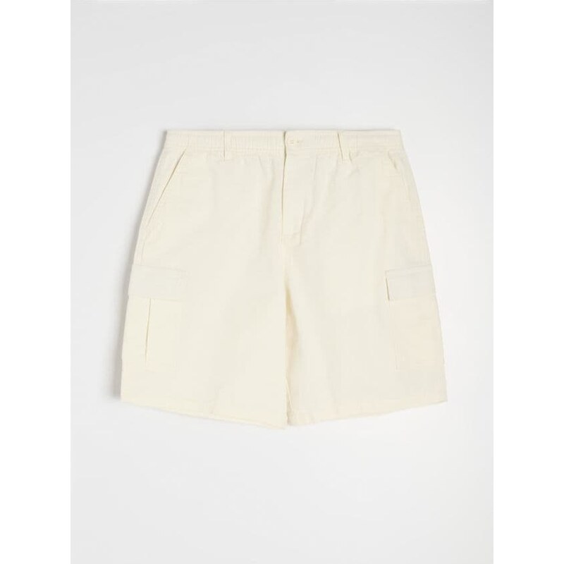 Sinsay - Bavlnené cargo kraťasy - krémová 68362103