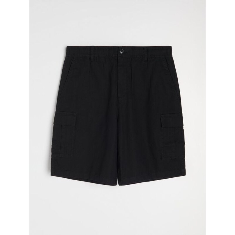 Sinsay - Bavlnené cargo kraťasy - čierna 68362105