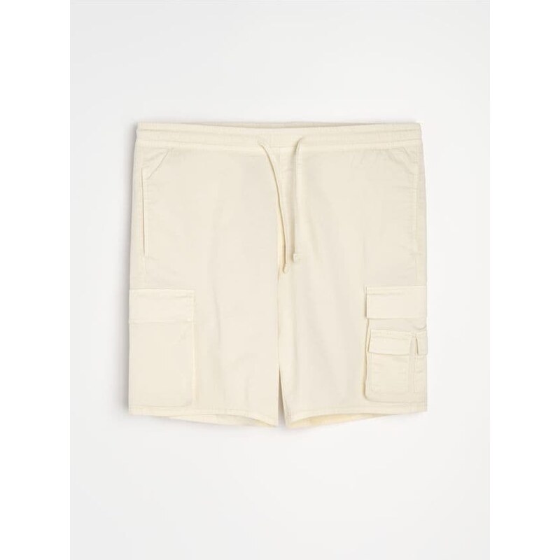 Sinsay - Bavlnené cargo kraťasy - krémová 68374752