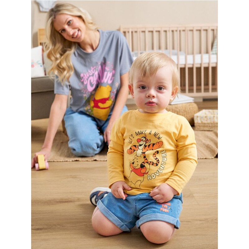 Sinsay - Rifľové šortky Winnie the Pooh - indigo jeans 68362190