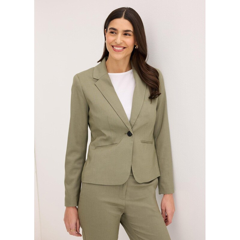 bonprix Blejzer s lemovanými vreckami Petite, farba zelená 47271126