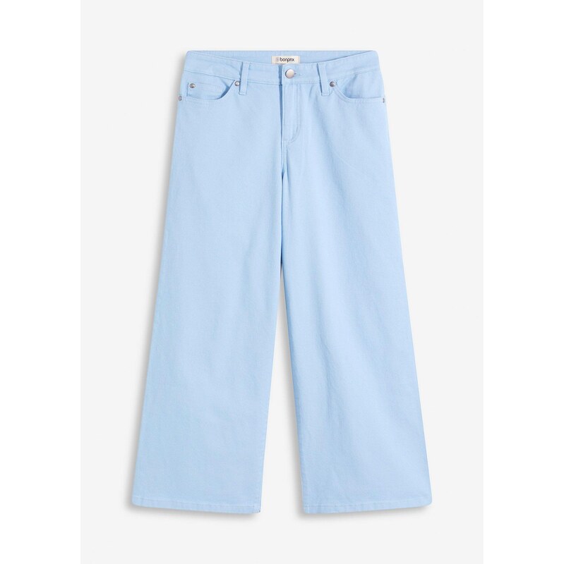 bonprix Culotte nohavice z elastického bavlneného mixu, farba modrá 63234634