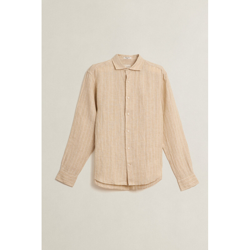 KOŠEĽA GANT REG LINEN STRIPE SHIRT OAT BEIGE 67313174