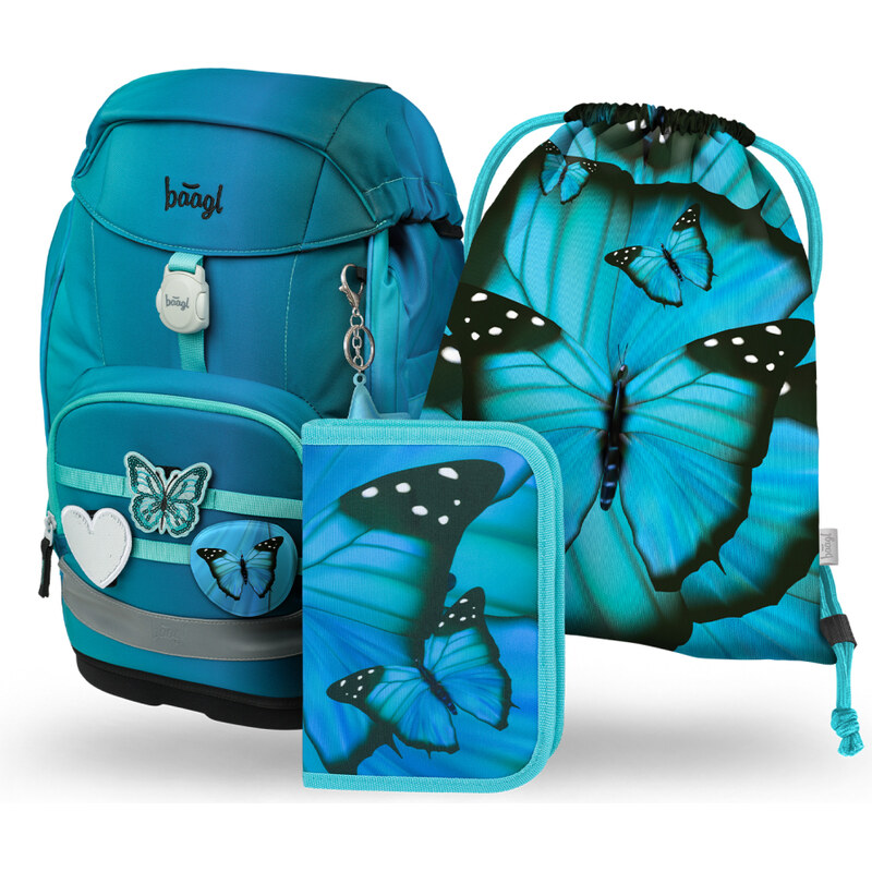 BAAGL SET 3 Airy Plus Butterfly: batoh, penál, sáček 68436544