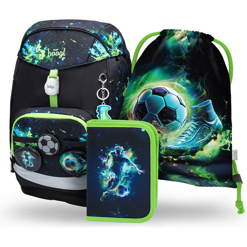 BAAGL SET 3 Airy Plus Fotbal: batoh, penál, sáček 68436545