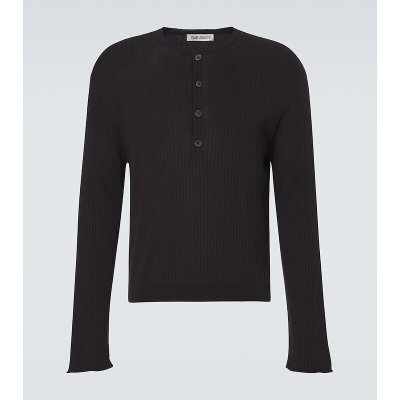 Our Legacy Fine Henley ribbed-knit cotton sweater 68370217