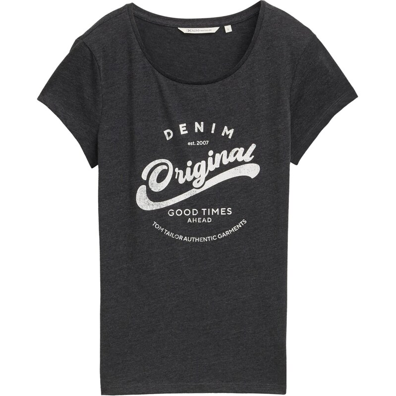 TOM TAILOR DENIM Tričko tmavosivá / biela 68382165