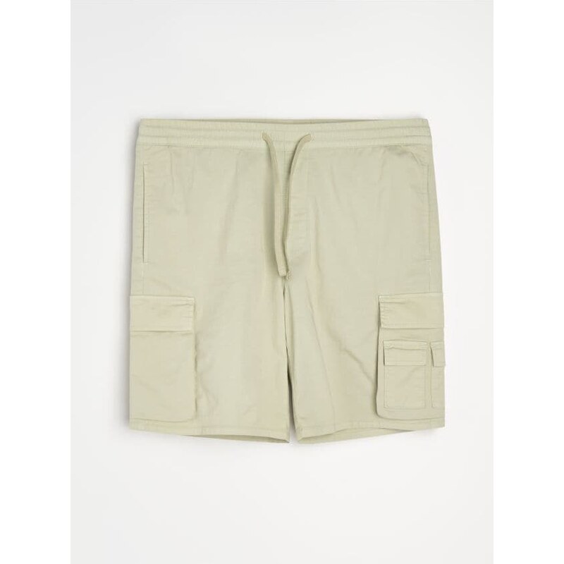 Sinsay - Bavlnené cargo kraťasy - bledozelená 68374753